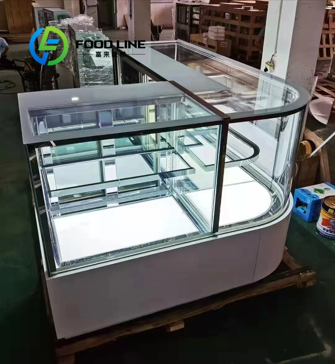 Commercial Cake Showcase With Clear Glass Works As Glass Bakery Display Cooler For Cafes Selling Mousse Tarts And Fruit Pastries