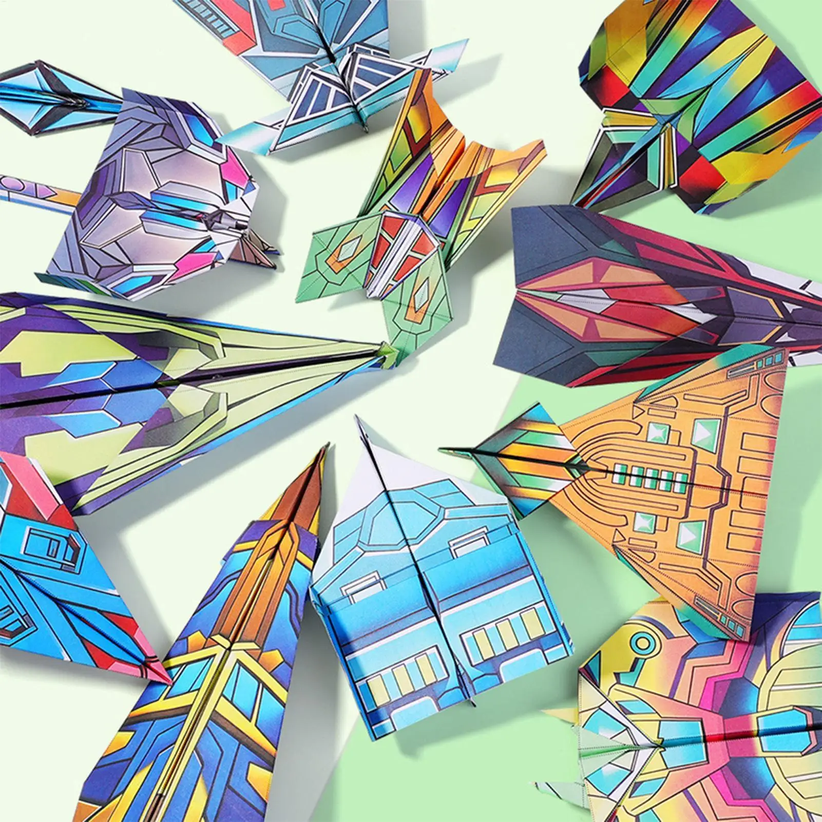 Livro de avião de papel 12 padrões crianças arte artesanato brinquedos projetos de papel colorido para sala de aula viagem festa jogo presentes de natal