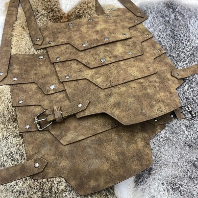 652F هالوين فارس الدروع القرون الوسطى الكتف درع عصر النهضة الدروع الصدر الدروع بولي Leather جلد الجسم مربط صدر الدروع
