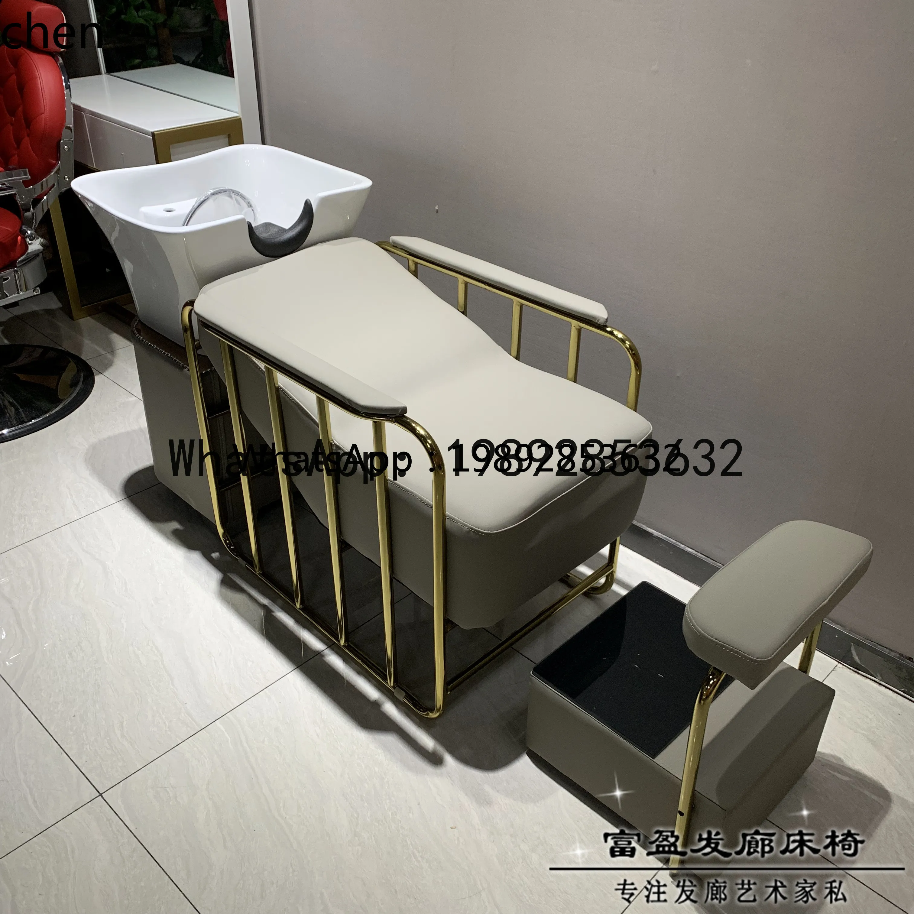 

B-1 Shampoo Bed Barber Shop Flat Lying Hair Salon Beauty Hair Belt Water Heater Massage Half Lying Deep Basin Flushing Bed