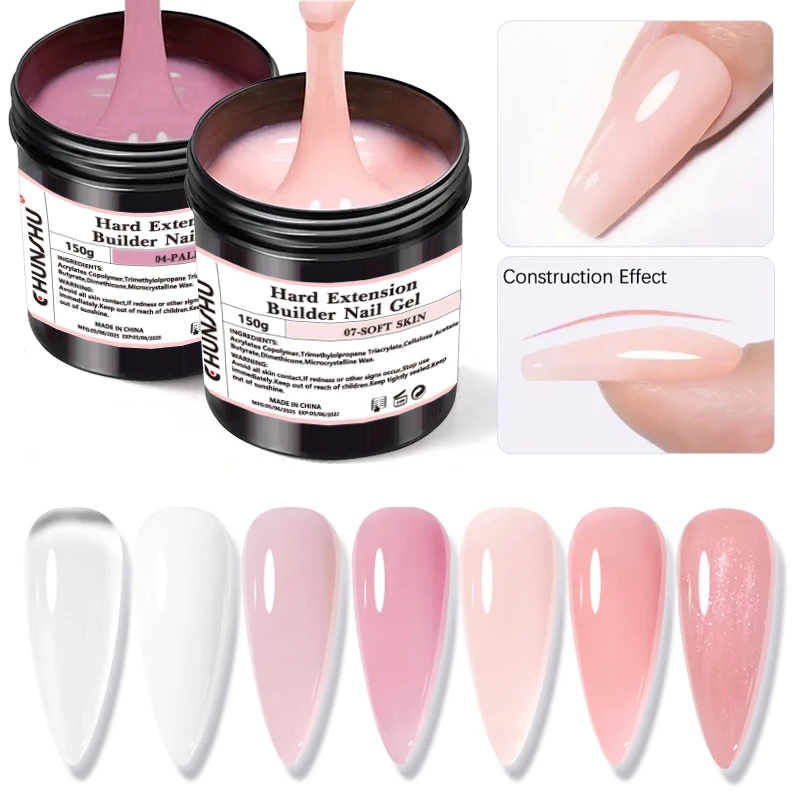 CHUNSHU 150 مللي جل منشئ أبيض حليبي لتمديد الأظافر التسوية الذاتية هلام الصلب تعزيز التمويه جيل للأظافر