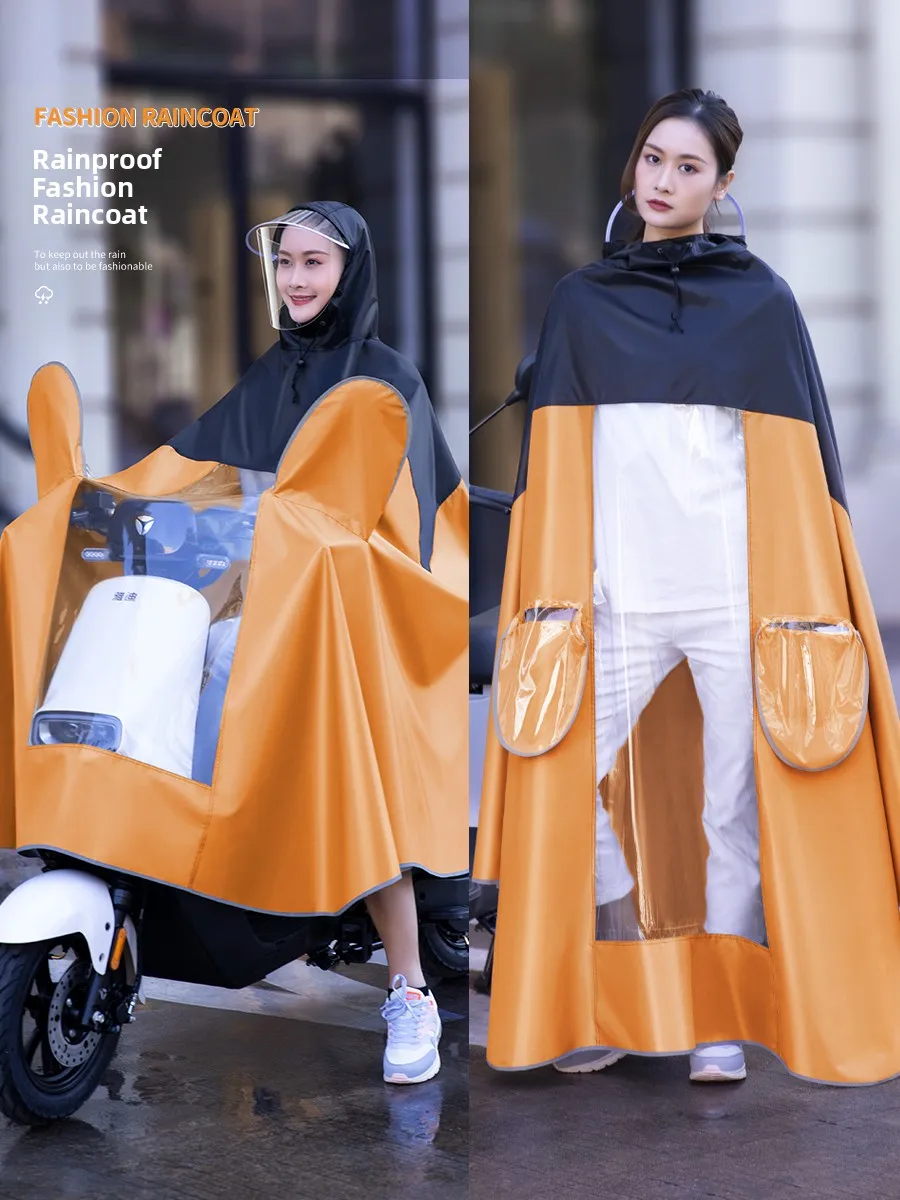 

Long Motorcycle Raincoat Unisex Adult Cycling Vehicle Raincoat Full Body Waterproof Riding Jacket Macaron Color