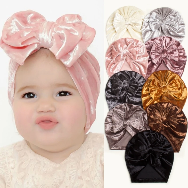 Tulbandhoed Baby Beanie Cap Headwrap met strik Zachte rekbare motorkap A2UB