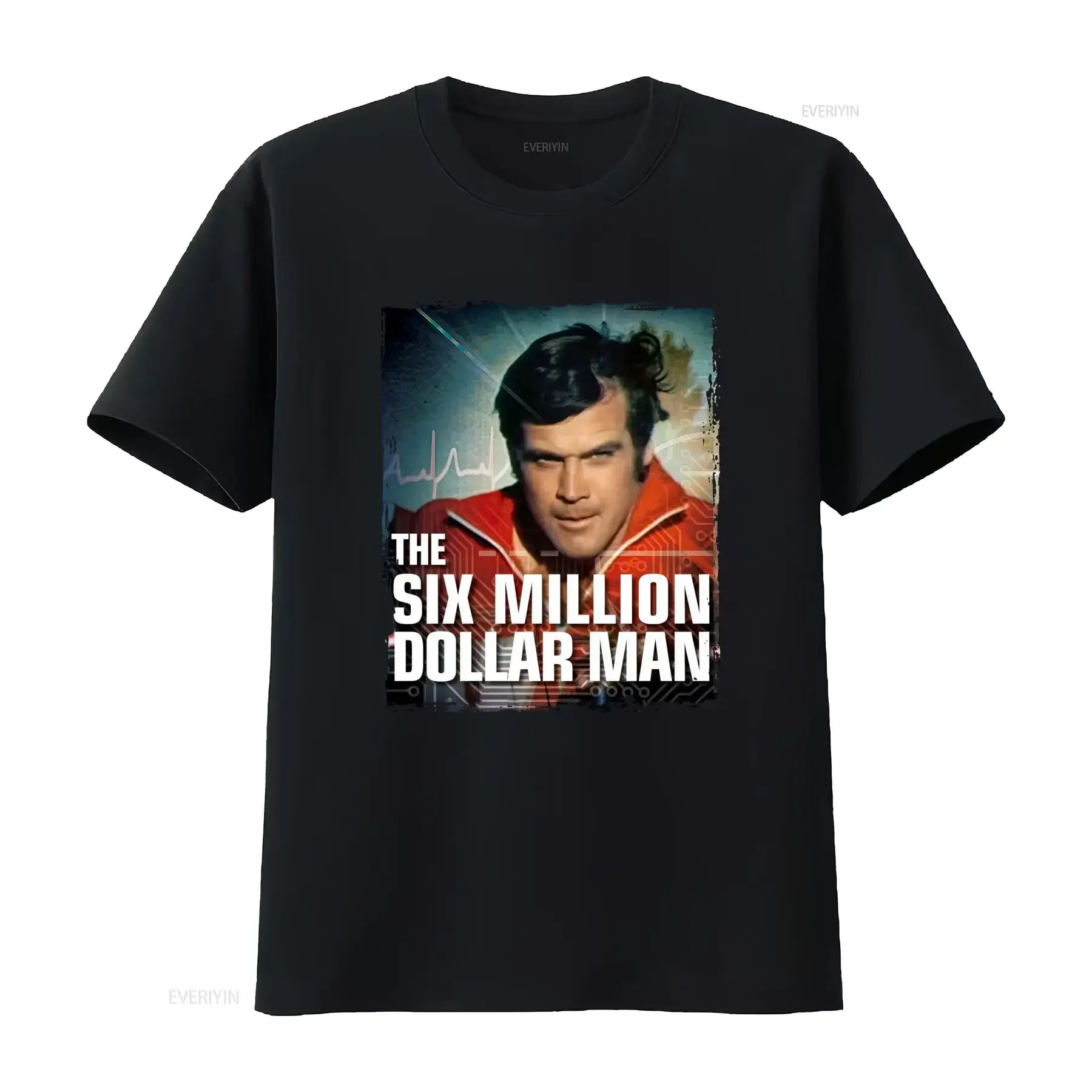 Camiseta retrô do programa de TV dos anos 70 The Six Million Dollar Man, estilo vintage, lavada, elegante, confortável, elástica e versátil.