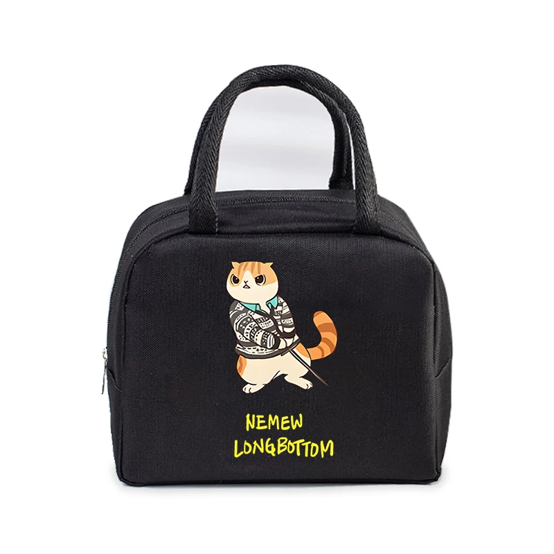 Funny Potter Cat Lunch Bag Student Office Women Men Bento Pouch Cartoon Animal Kitten Insulation Portable Picnic Food Lunch Bags