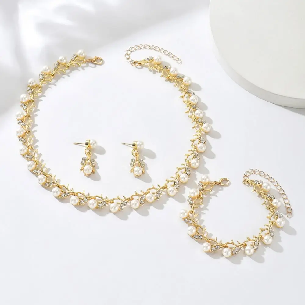 4 قطع خمر قلادة أقراط سوار مجموعة البوهيمي نمط سبائك اللؤلؤ والمجوهرات مجموعة الحلو حساسة النساء المجوهرات دعوى حزب #2