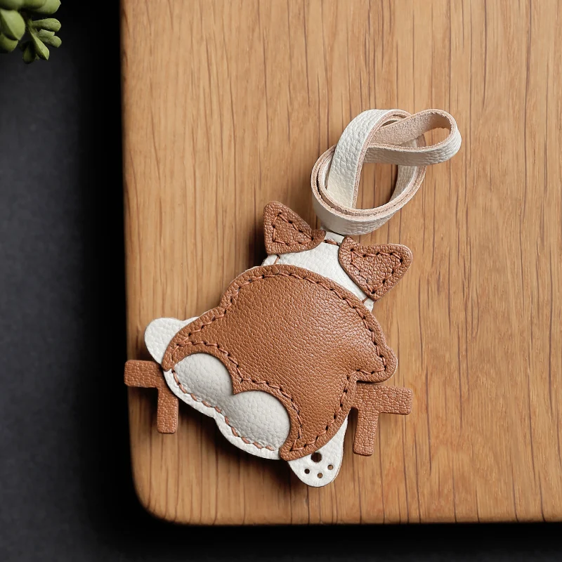 

Corgi's Rear End Pendant, Pure Handmade Genuine Leather Keychain, French Sheepskin Bag Pendant Phone Pendant Bag.