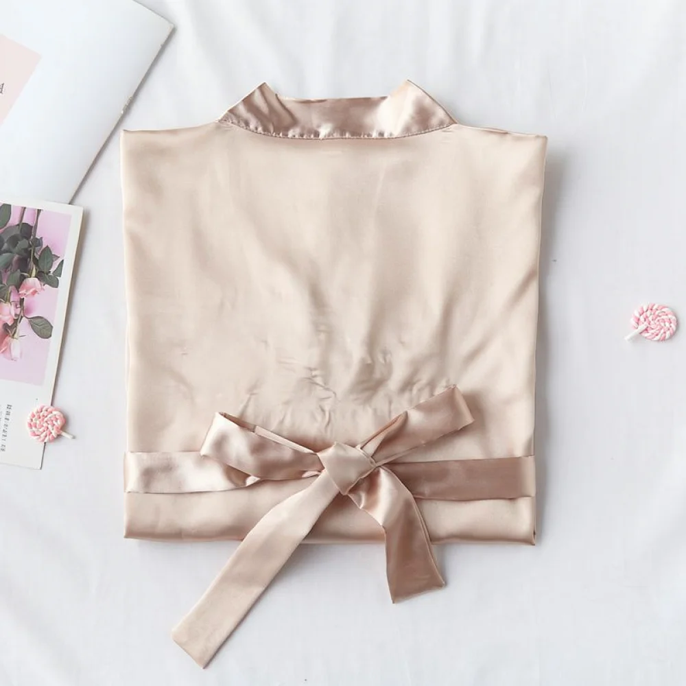 Luxury Satin Bridal Kimono Robe Wedding Dressing Gown Bridesmaid Sleepwear Soft Breathable Comfortable Lounge Nightgown Robe