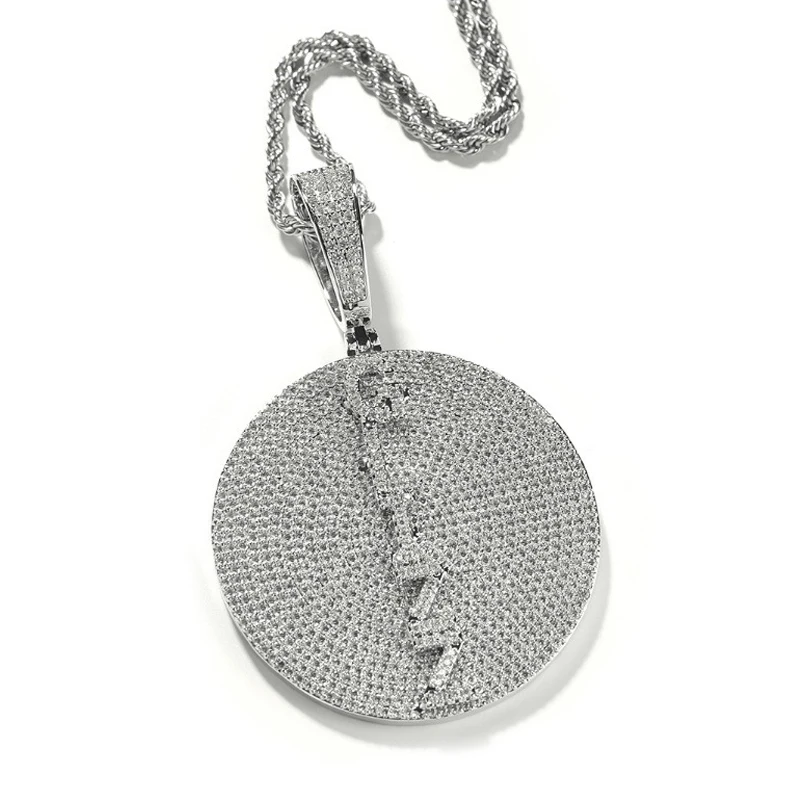 

Custom Personality Letters Name Round Pendants Necklaces for Men Hip Hop CZ Stone Bling Iced Out Rapper Jewelry Drop Shipping