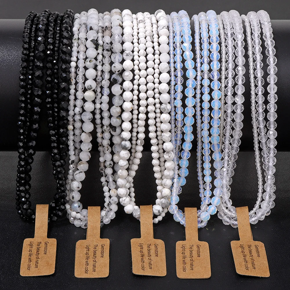 3 String/set Natural Stone Labradorite Obsidian Moonstone Beads 2 3 4MM Clear Quartz Opal Loose Beads for DIY Jewelry Making