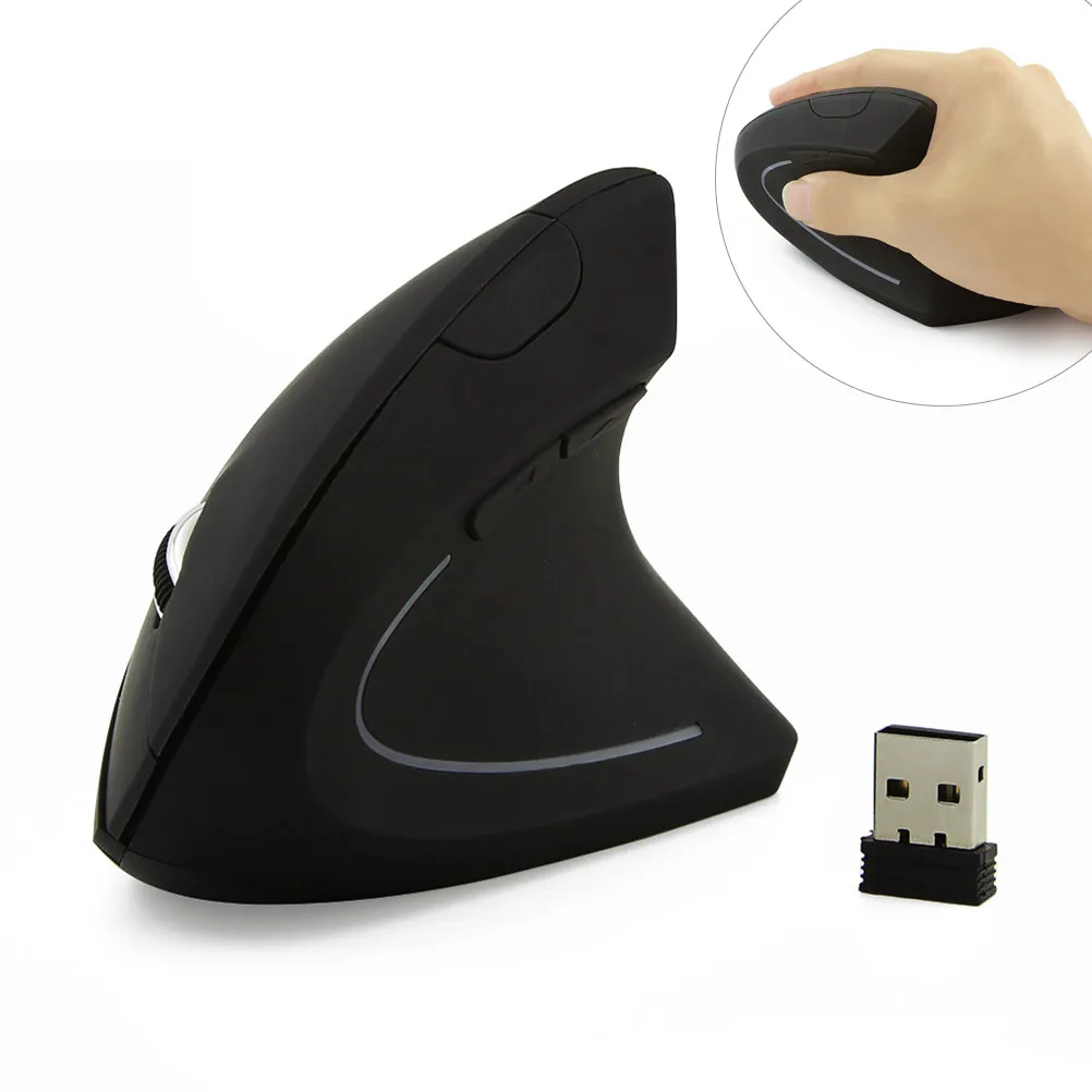 

2.4ghz Vertical Ergonomic Wireless Optical Mouse 6-Button Adjustable Dpi 10M Range Plug-and-Play USB Receiver for Laptop