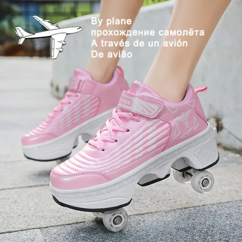 

Roller Shoes Deformation Parkour Shoes Four Wheels Running Shoes Roller Skates For Adult teens Men Women Unisex Runaway Skates