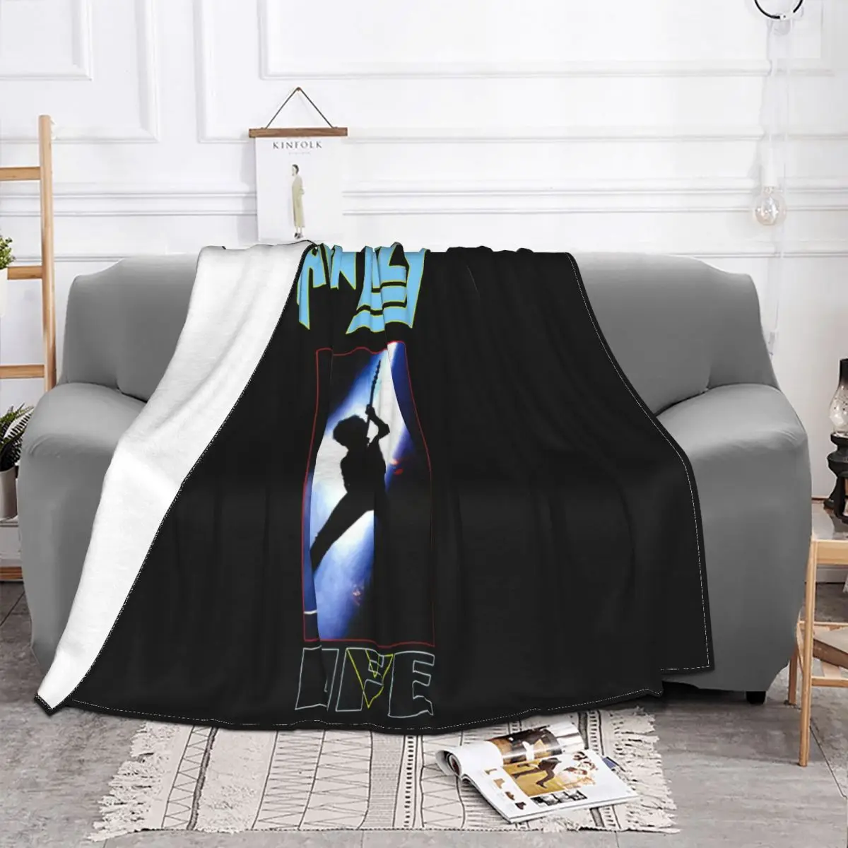 Thin Lizzy Live V18 Unisex T- Hard Rock Black Blue Navy Blue All S Humour Novelty Cartoon Character Throw Blanket