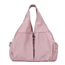 Bolso de mano grande para mujer, bolsa de hombro de nailon, informal, púrpura, para pañales de mamá, impermeable