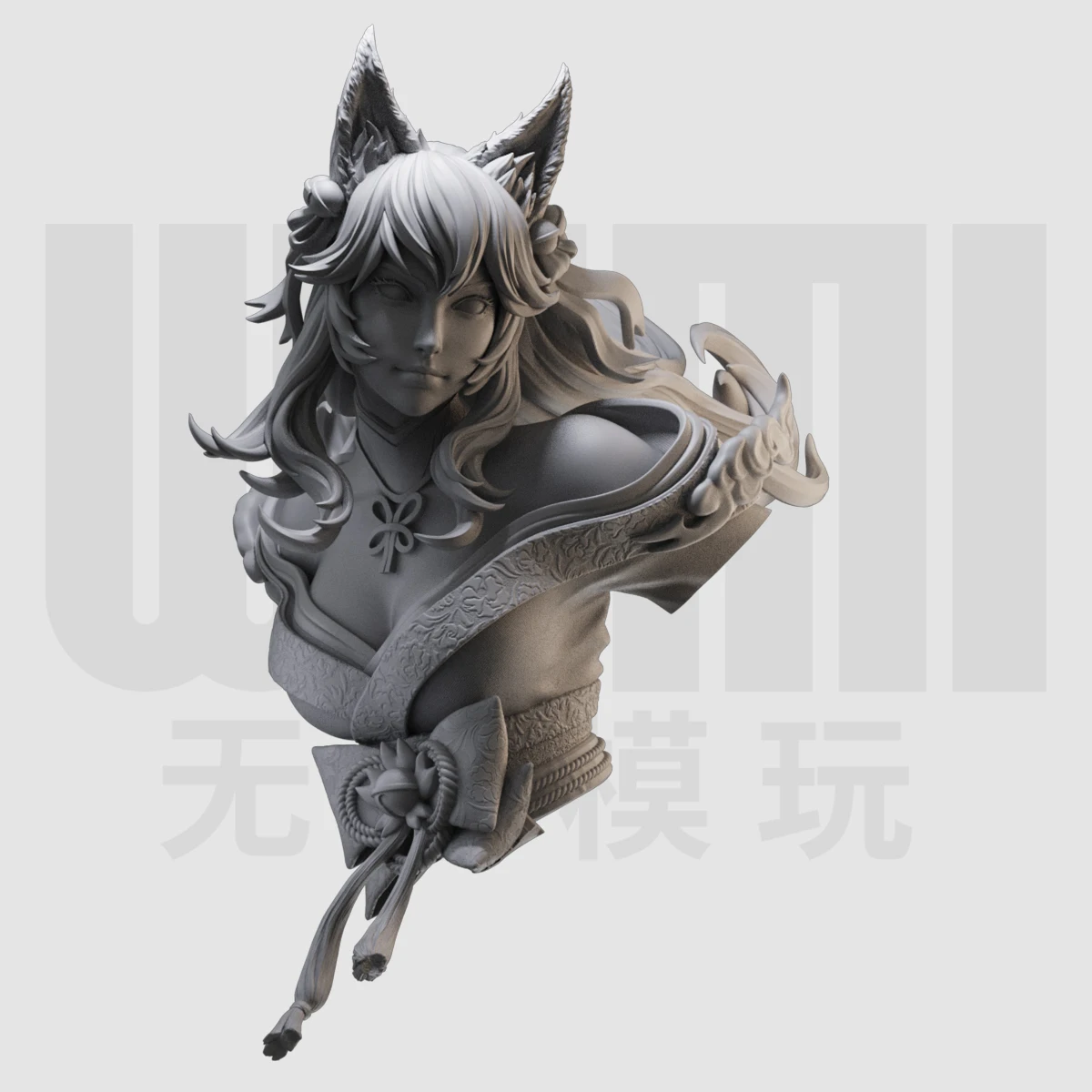 

1/10 Nine tailed Fox Demon Half Bust Fantasy GK Resin White Model figure Model