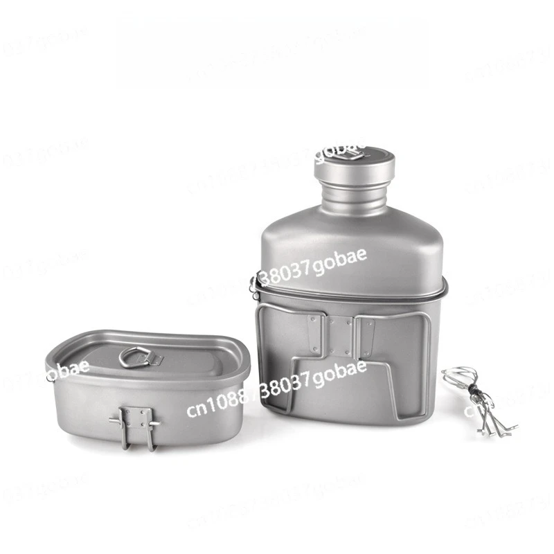 Pure titanium kettle lunch box set, lightweight and portable folding multifunctional thickened outdoor camping home