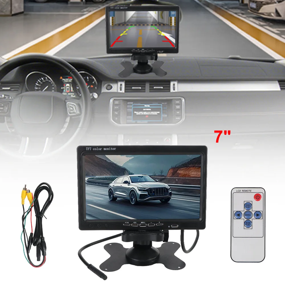 Auto Parking Assist 7 Inch TFT Screen Universal Reverse Priority 9V-35V HD Video Support Car Rearview Monitor Full Color Display