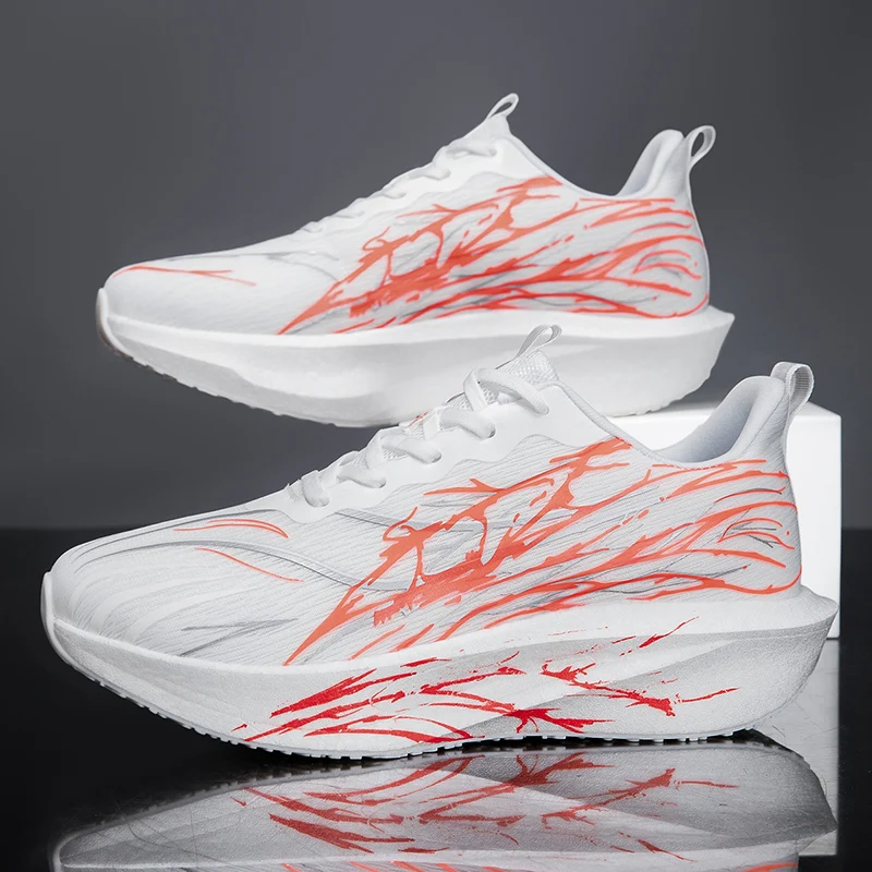 Professional Running Shoes Men Women Carbon Plate Cushion Running Shoes AntiSlip Mesh Sneakers for Outdoor Racing Fitness Gym