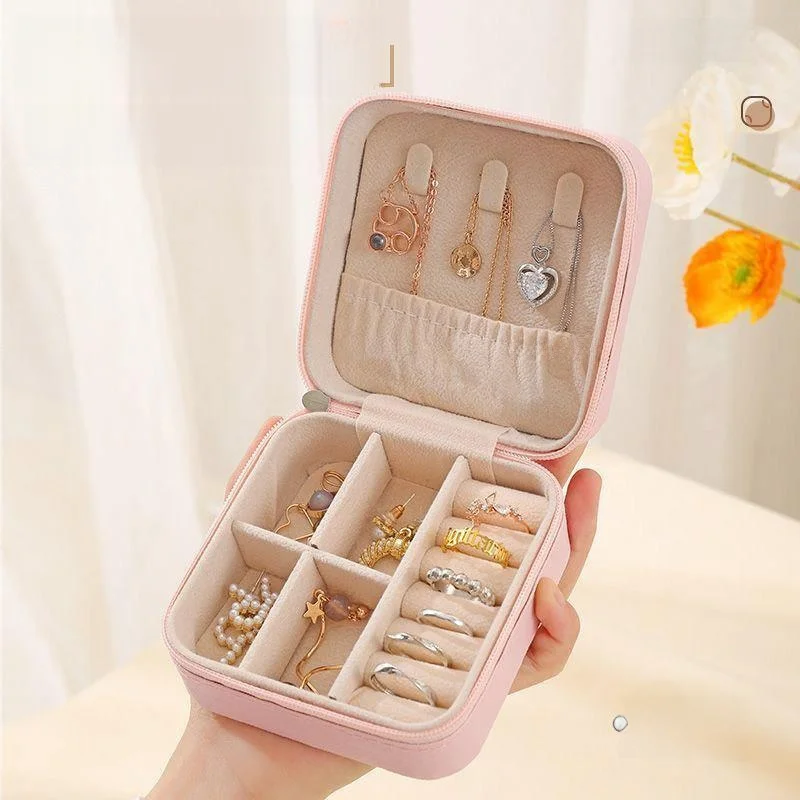 Portable  Jewelry Box Earring Necklace Ring Box Small Home Decorative Storage Box Travel Friendly Compact Design