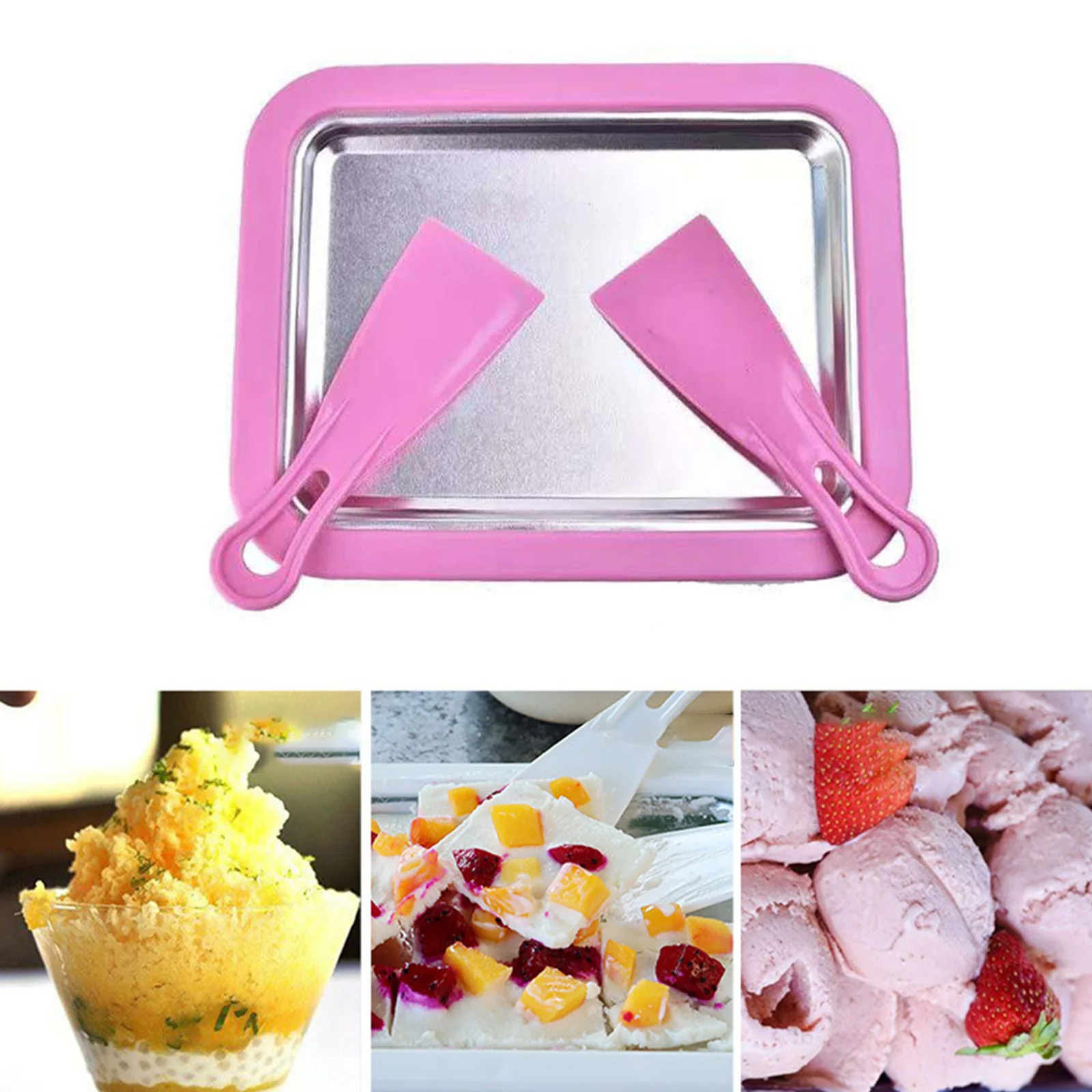 Ice Cream Maker Yogurt Frozen Pan Mini Fried Yogurts Machine Rolled Ice Cream Maker Stainless Steel Fried Ice Tray