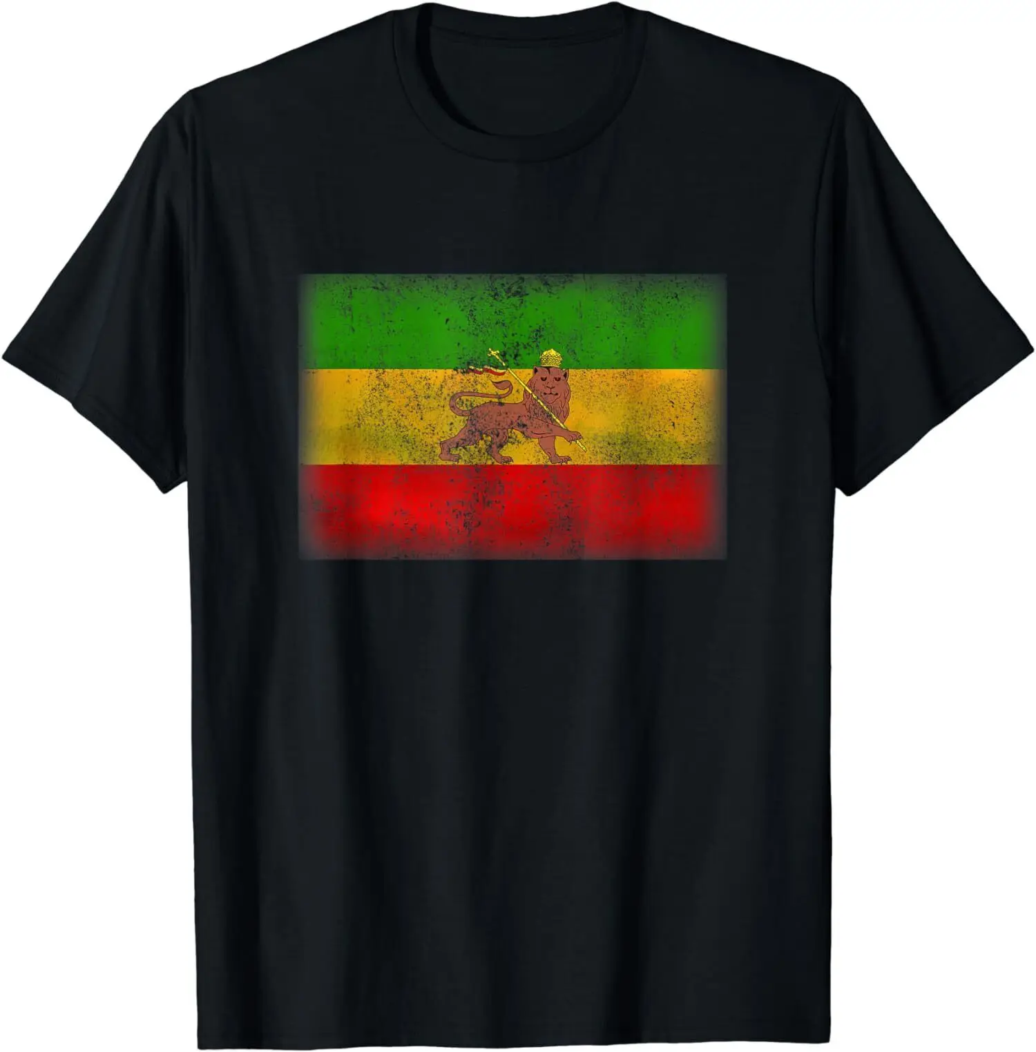 NEW LIMITED Old Ethiopia Flag Rastafari Shirt Vintage Lions of Judah Shirt S-3XL