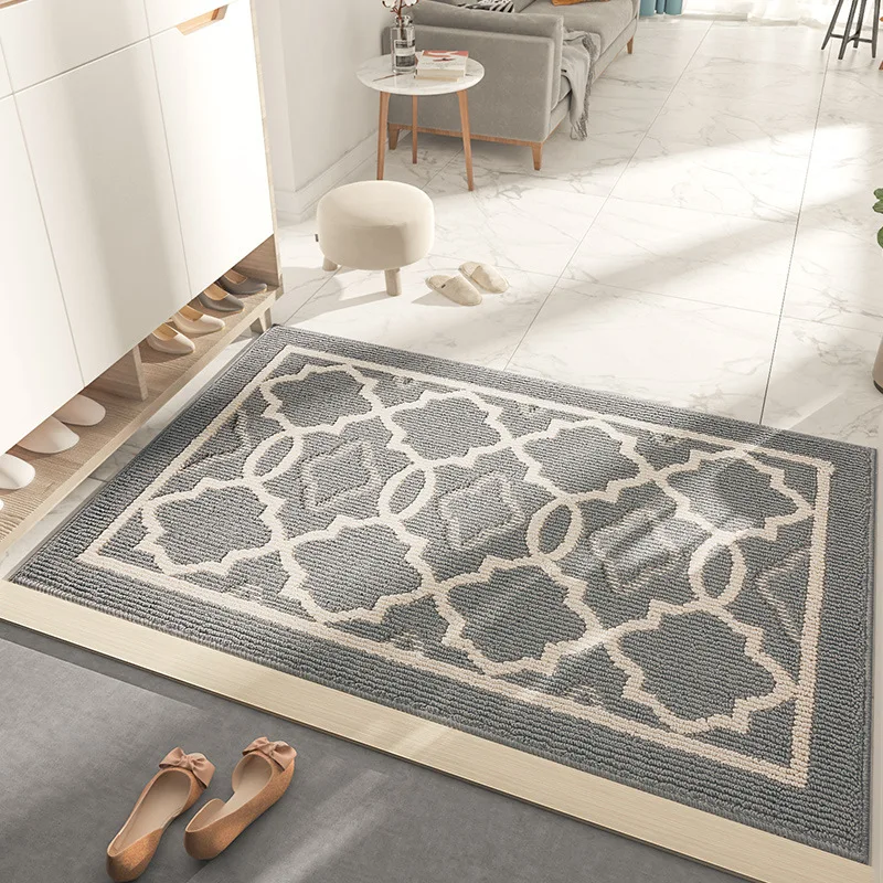 Nordic Patterned Entrance Door Mat Luxury Home Dust Removal Short Plush Floor Mat Anti Slip and Absorbent Foot Mat for Bathroom