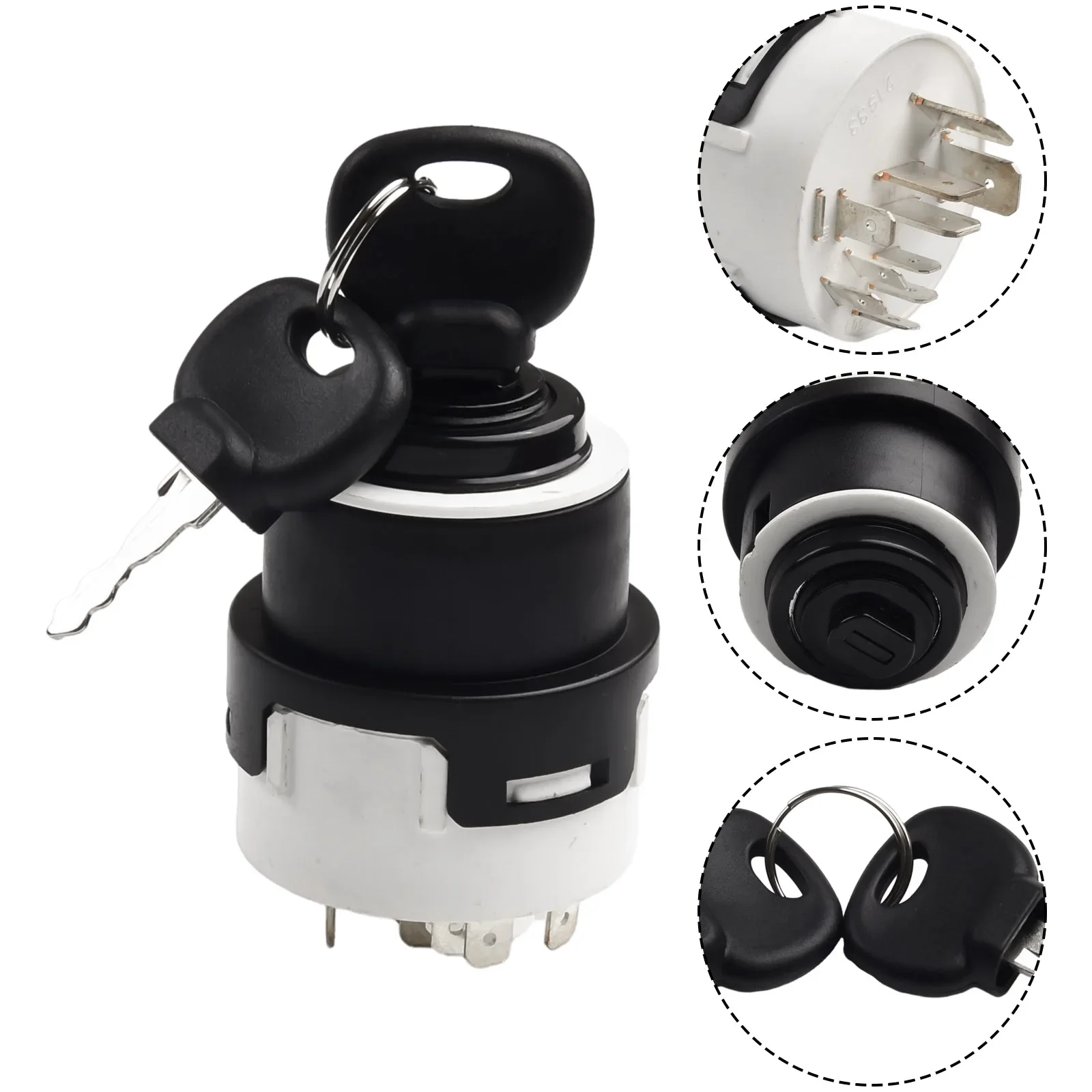 1pc New Ignition Switch With 2 Keys For JCB Loader 3CX 4CX 701/80184 701/45500 330262 1532371C2 50988 20500101 White&Black