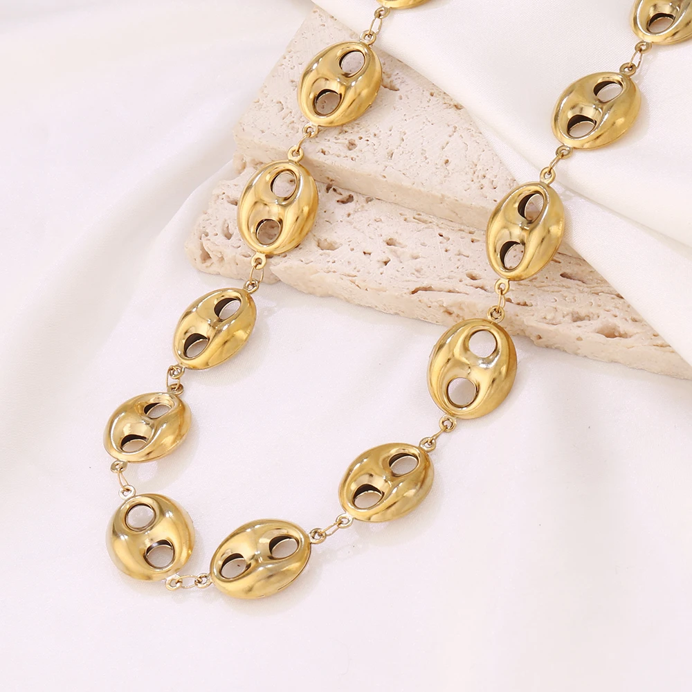 316L Stainless Steel Coffee Bean Chain Necklace Fashion Gold Color Coffee Bean Charms Chain Necklaces For Women Jewelry view 6