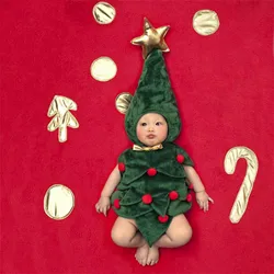 Newborn Baby's First Christmas  Tree Design Photography Theme Clothing For Girls Boys Toddler Infant Christmas New Years Costume