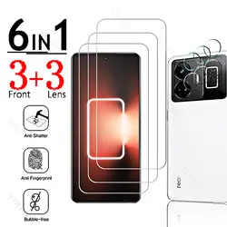 Realme GT Neo 5 Neo5 용 6in1 풀 커버 유리 Realme GT3 3 화면 보호기 보호용 강철 카메라 렌즈 용 지문 잠금 해제