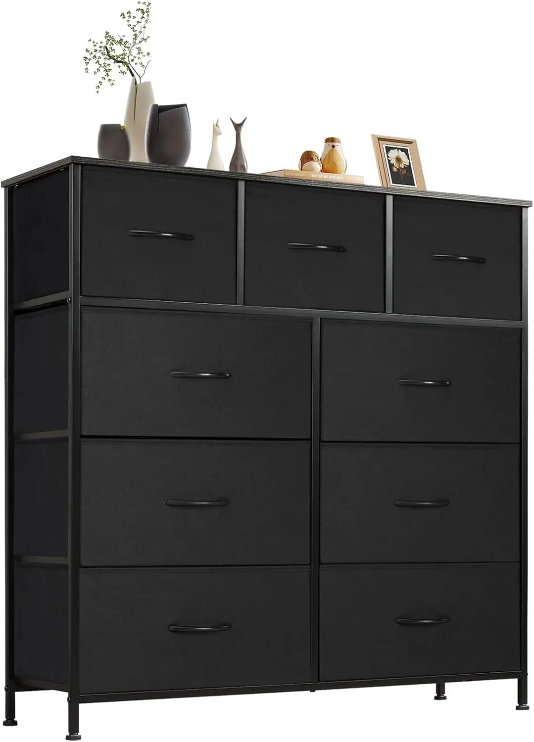 

Dresser for Bedroom with 9 Fabric Drawers, Tall Chest Organizer Units for Clothing, Closet, Storage Tower with Cabinet NEW USA