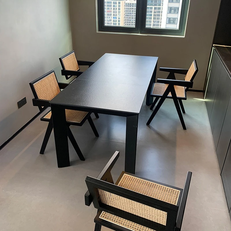

Italian minimalist Deli Feng rock slab dining table meeting table rectangular modern simple light luxury household small