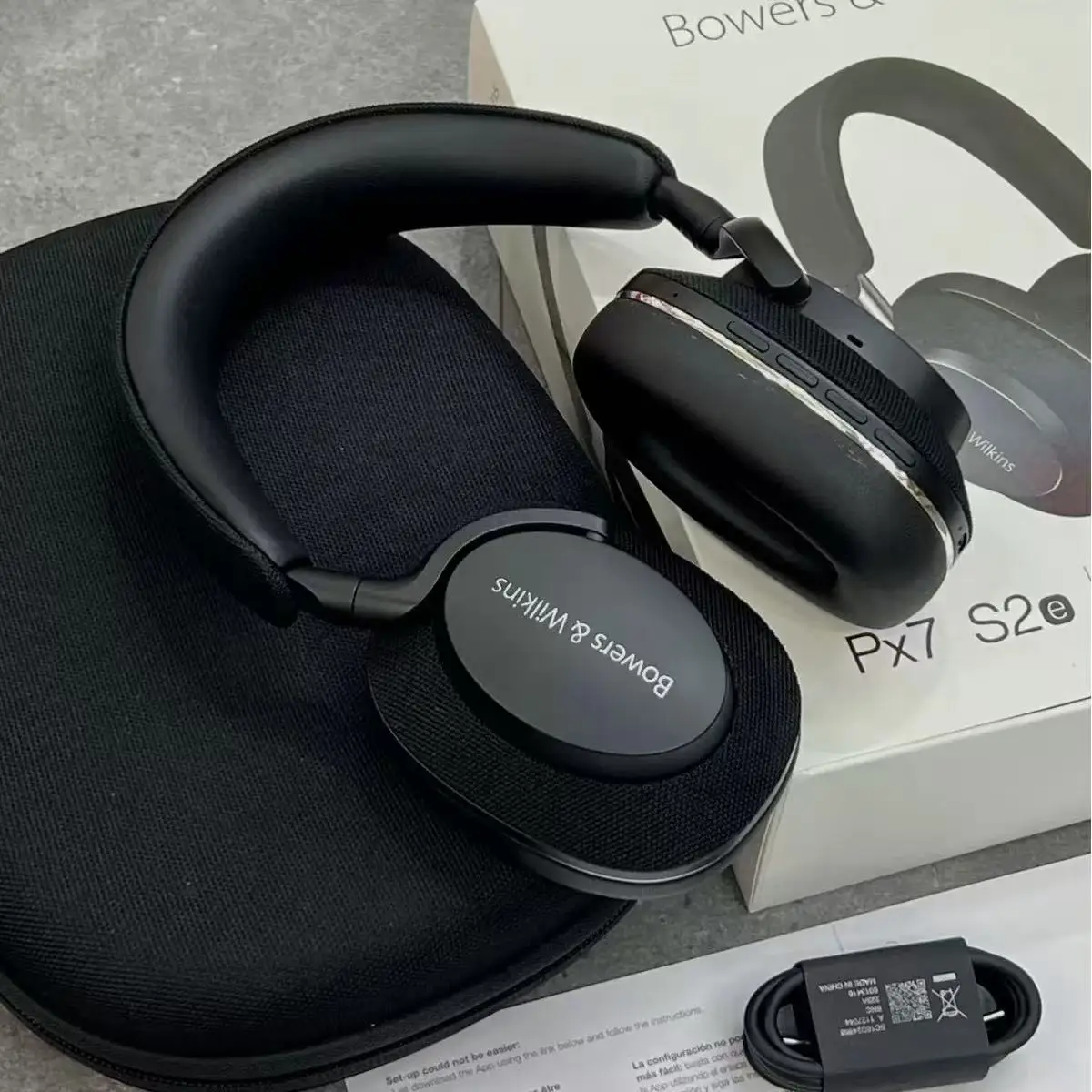 سماعات أذن أصلية من Bowers & Wilkins Px7 S2 لاسلكية فوق الأذن رفيعة وخفيفة الوزن 15 دقيقة شحن سريع إلغاء الضوضاء المتقدم الجديد