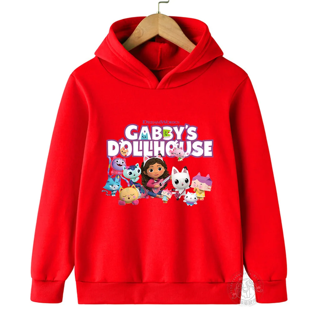 Kids Gabby Cats Hoodie Preschool Gabby Doll House Clothing Boys\' Baby Long sleeved Sweatshirt 2023 Winter Children\'s Wear