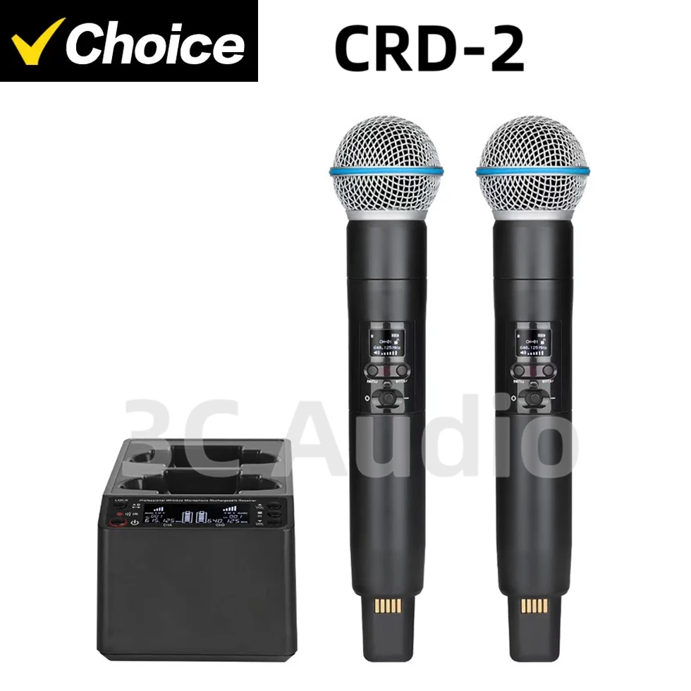 CRD-2 Intelligent Automatic Charging Long Range Wireless Microphone System Plug and Play Home Karaoke Party