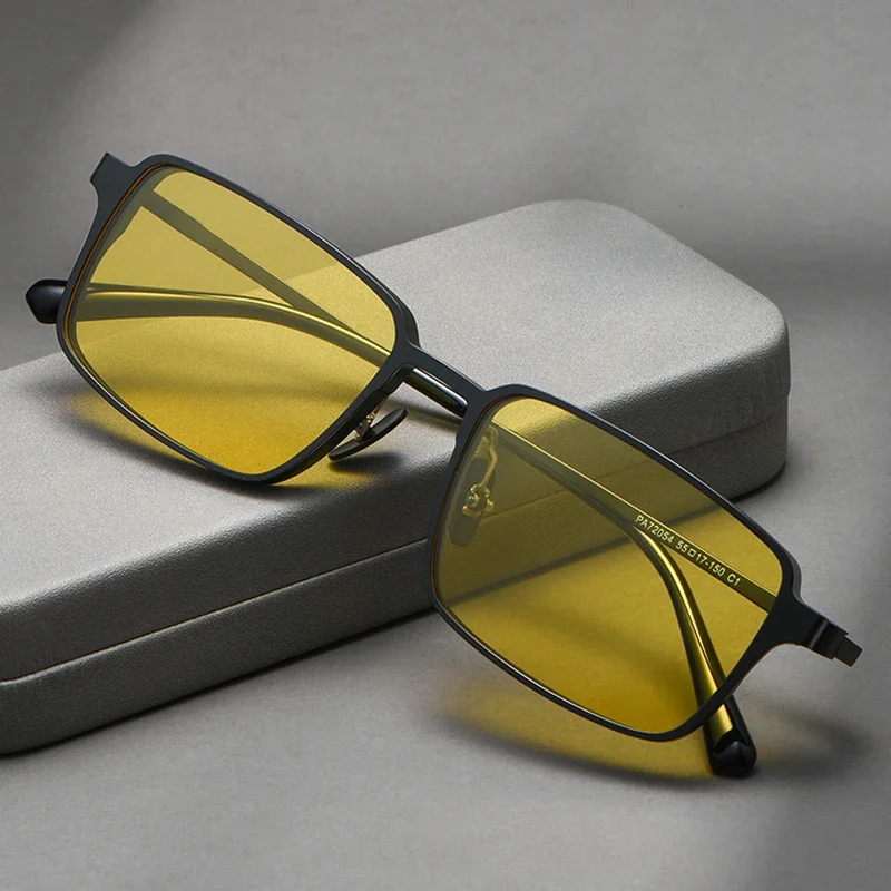 KUXA نظارات الرؤية الليلية مشبك مغناطيسي النظارات الشمسية التيتانيوم النقي النظارات الرجال وصفة طبية بصرية عدسة قصر النظر الصحيح المستقطبة