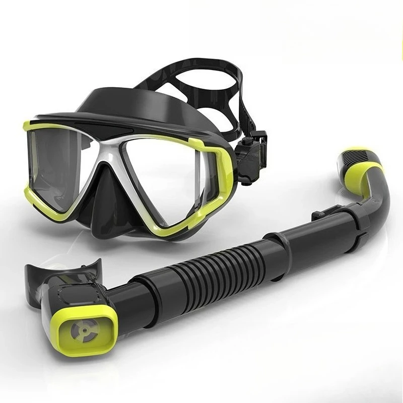 Dry Snorkel Scuba Diving Mask Set with Prescription Lenses for Underwater Swimming