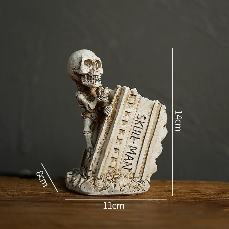 

Halloween Skull Pen Pencil Holder Skeleton Key Holder Makeup Brush Holder Home Office Desk Supplies Organizer Accessory Gifts