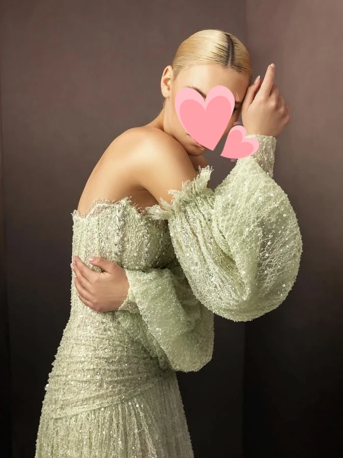 Oisslec robe élégante Vintage doux vert perles perles nouvelle dentelle personnalisé Occasion formelle robe de bal robes de soirée