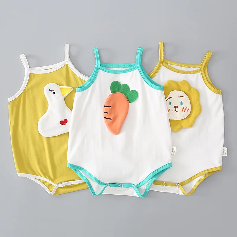 Summer Newborn Baby Girls Rompers Cotton Infant Bodysuit Sleeveless Baby Jumpsuit Cartoon Ropa Bebe Vest Boy Clothes 3-24M