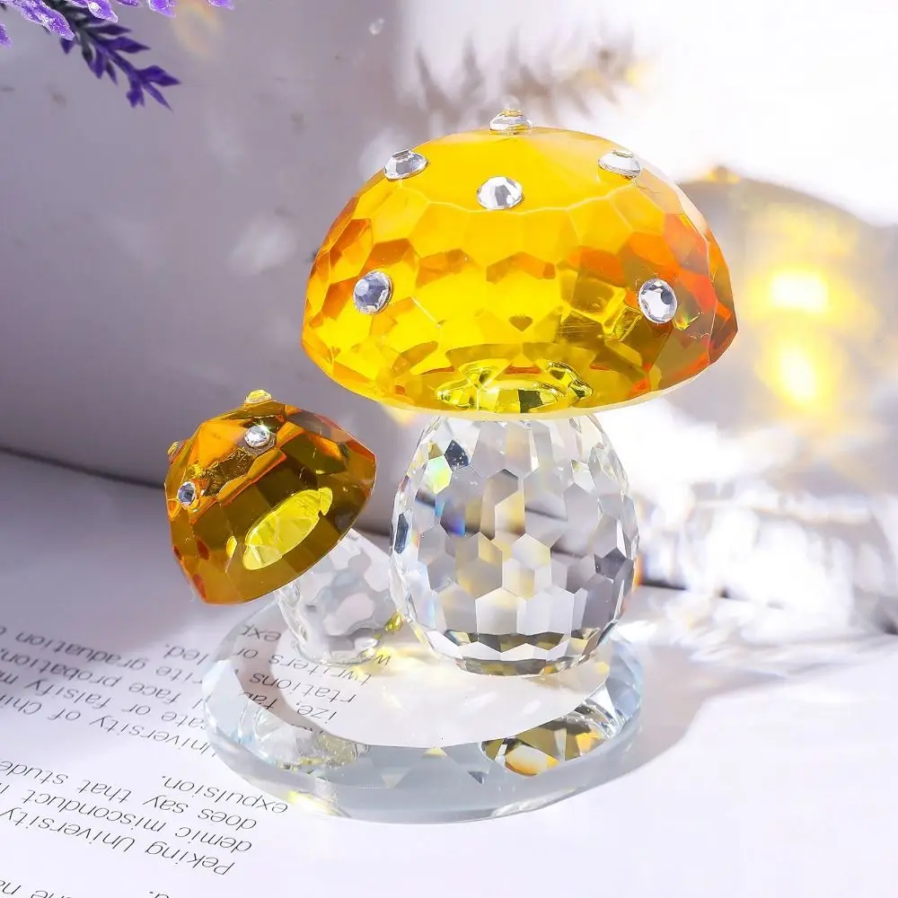 With Diamond Dot Crystal Mushroom Statue 3D Handicraft Crystal Double Mushroom Model Cartoon Simulation Plant Ornaments Party