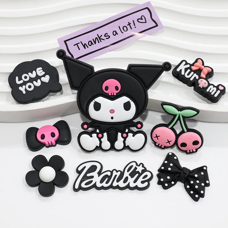 Cartoon Kuromi Sitting Soft PVC Charm Shoes Accessories Garden Shoes Clogs Sandals DIY Decoration Birthday Party Gifts