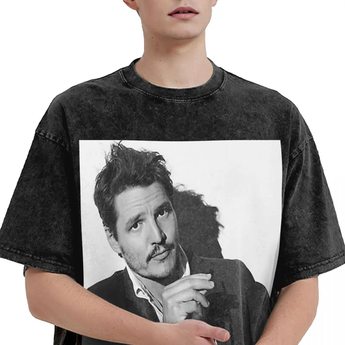 

Pedro Pascal Sacred Heart Washed T Shirts Printed Short Sleeve Hip Hop T-Shirt Streetwear Tops Tees for Men Women