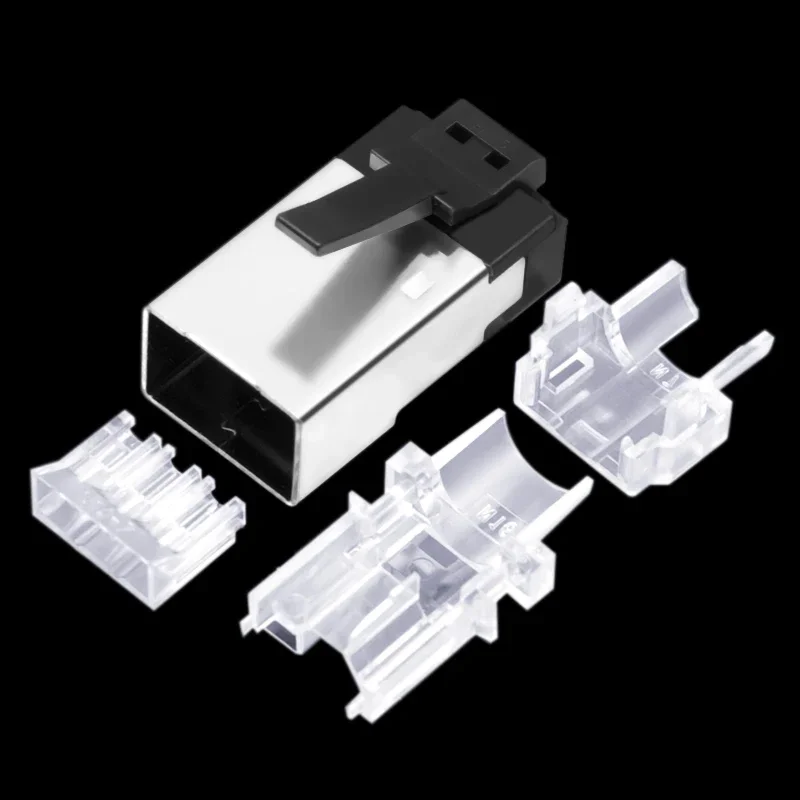 CNCOB Cat6 8p8c 50u позолоченный кабельный разъем из четырех частей Ethernet модульный сетевой разъем Cat6A rj45 компьютерный кристаллический разъем