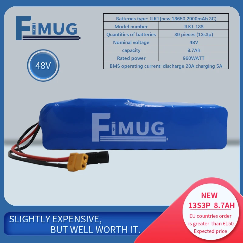 Lithium ion battery - battery management system integration, 13s3p, 48V, 8.7Ah, 250W~10000W Moteur electric vehicle battery