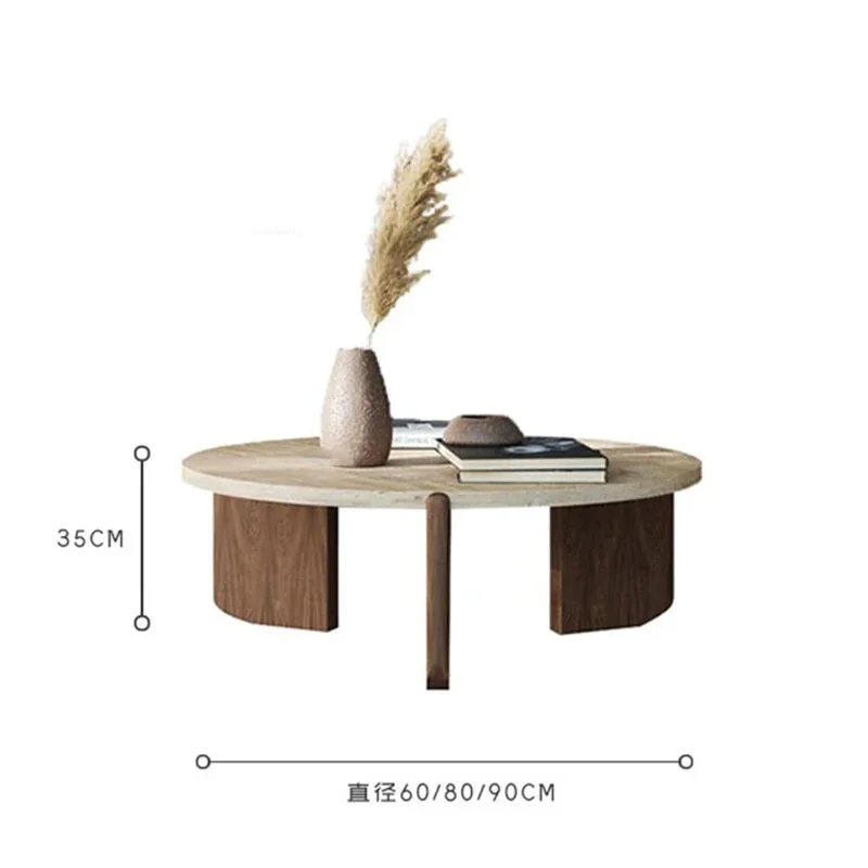 Nordic Solid Wood Coffee Table for Café Furniture Side Table Travertine Creative Household Light Luxury Living Room Coffee Table