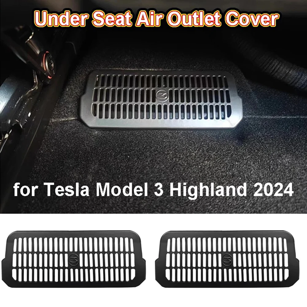 2pcs For Tesla Model 3 Highland 2024 Air Outlet Protect Cover Under Seat Anti-dust Modified Parts for Model3 Accessories