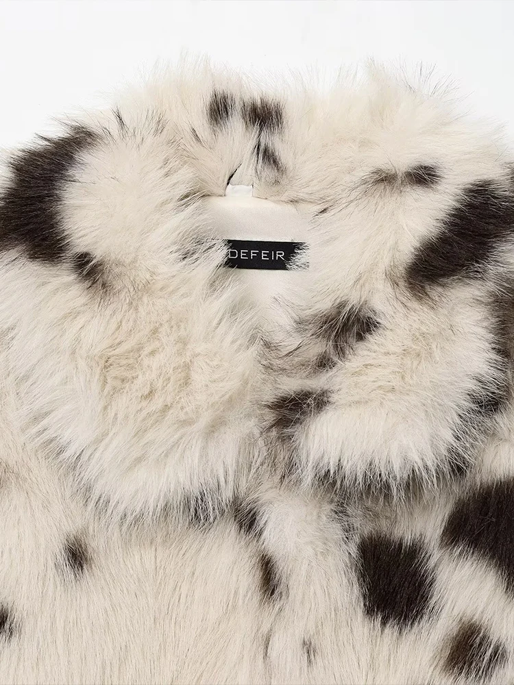 유럽 및 미국 스타일 겨울 신상 여성 의류 패션 트렌디 인조 모피 효과 동물 프린트 재킷 코트