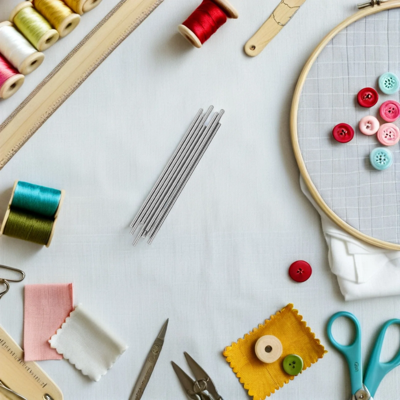 20Pcs Metal Blocking Rods 5.89inch for Crochet Knitting Projects Secure Hold Smooth Finish Yarn Protection Pins Set