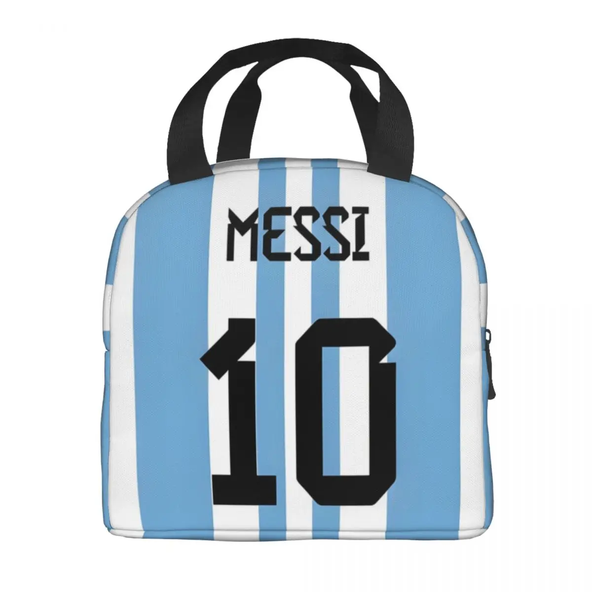 Voetbalster Messi Num 10, geïsoleerde lunchtas, lekvrij, cartoon lunchcontainer, koeltas, draagtas, lunchbox, werkpicknick, voedselzak